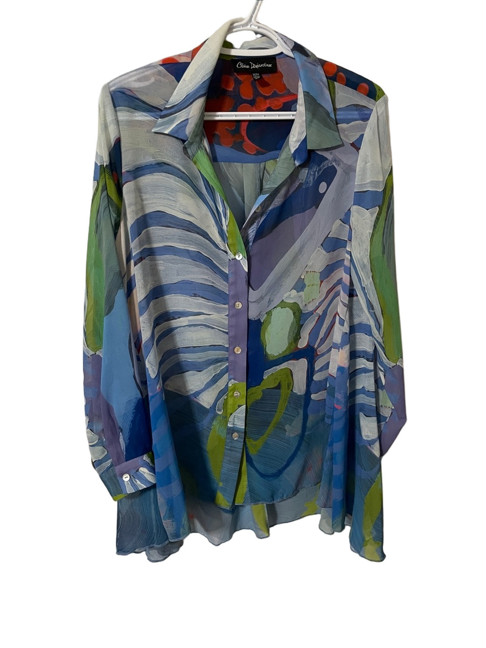 Claire Desjardins Abstract Blue & Green Printed Shirt.Size Medium